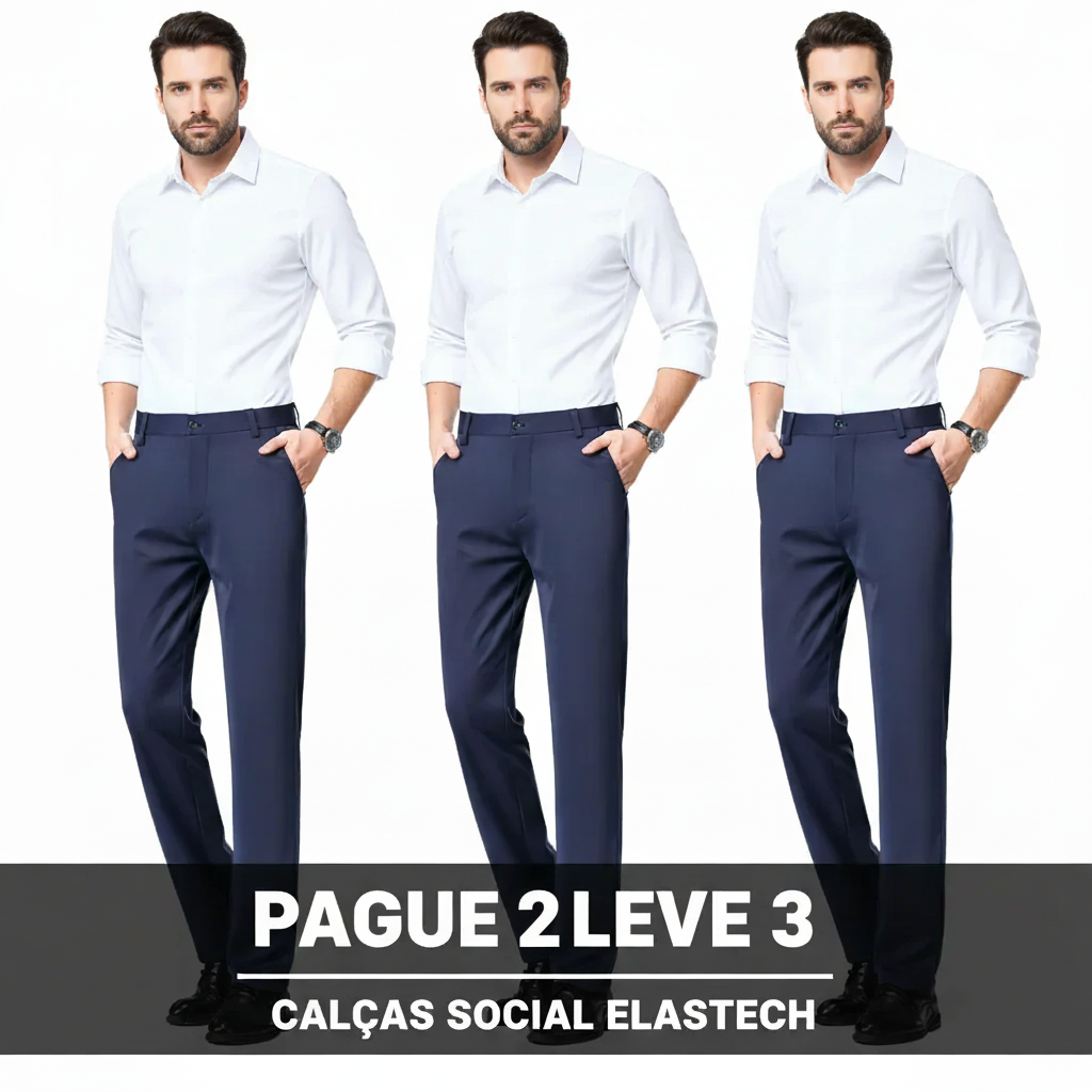 COMPRE 2 LEVE 3 | Calça Social Clássica Alfaiataria + Cinto de Brinde