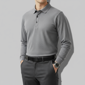 [Leve 4, Pague Só 2] Camisa Polo Masculina Polaris de Manga Longa Forrada em Poliéster e Fleece com Elastano + Relógio e Cinto GRÁTIS