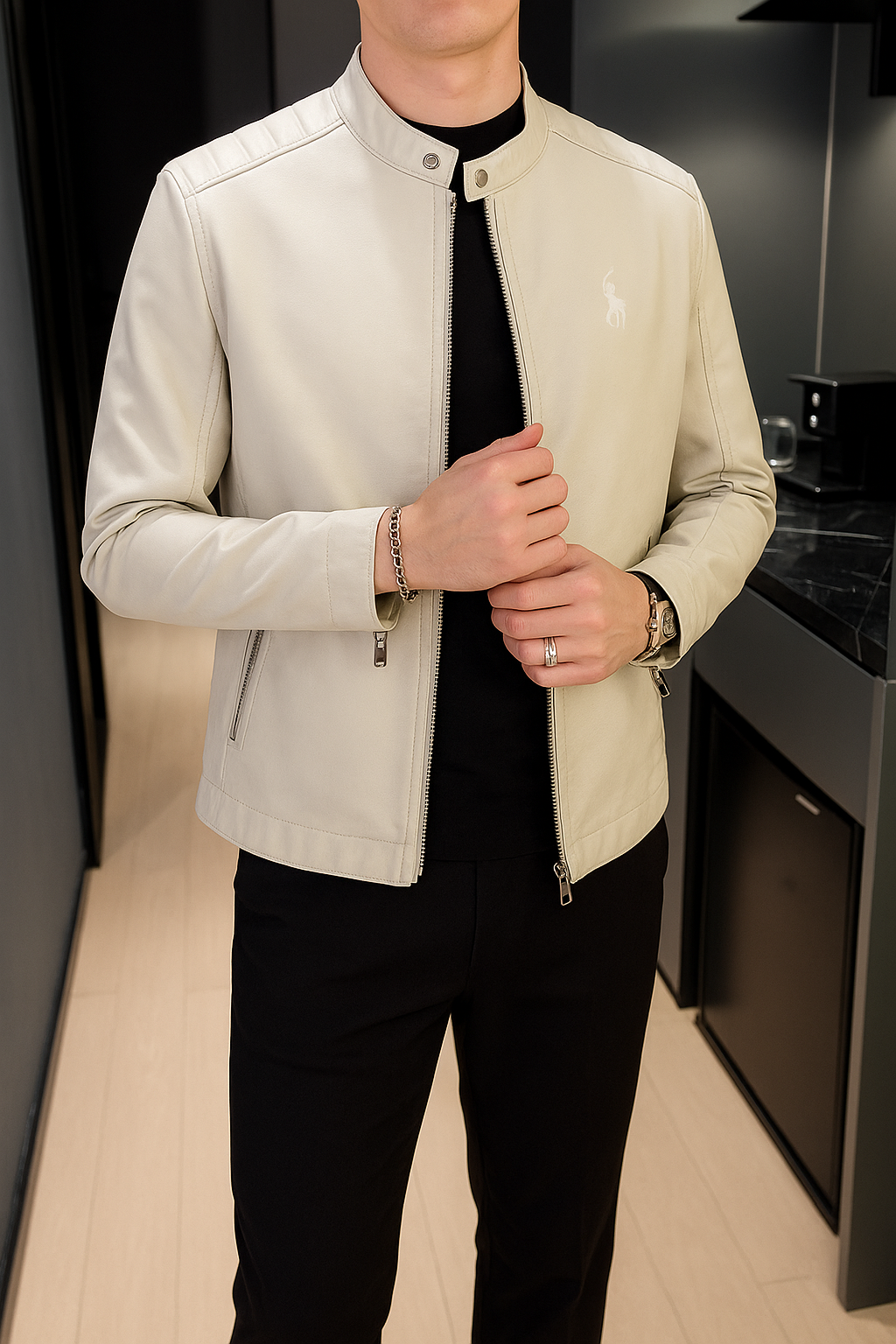 Jaqueta de couro inverno